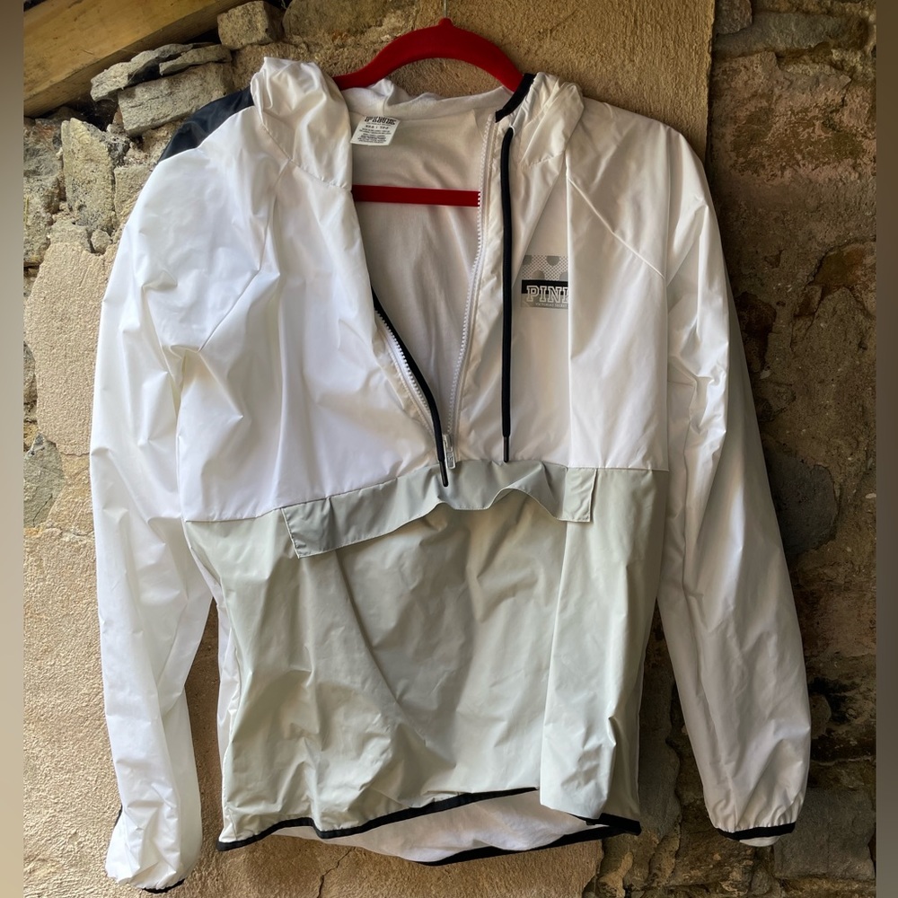 PINK Zip-Up White Rain Jacket